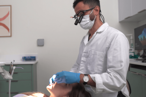 Dentist working on patient