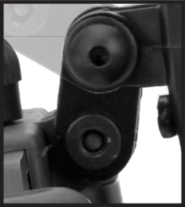 Closeup of top and bottom hinge screws